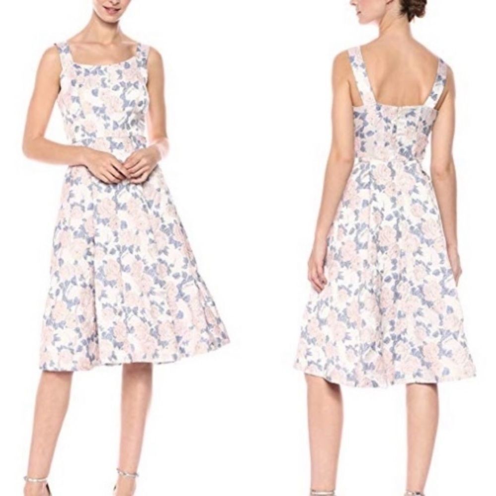NWOT Nanette Lepore Sleeveless Jacquard Fit & Flare Midi Dress Sz 4 pink…